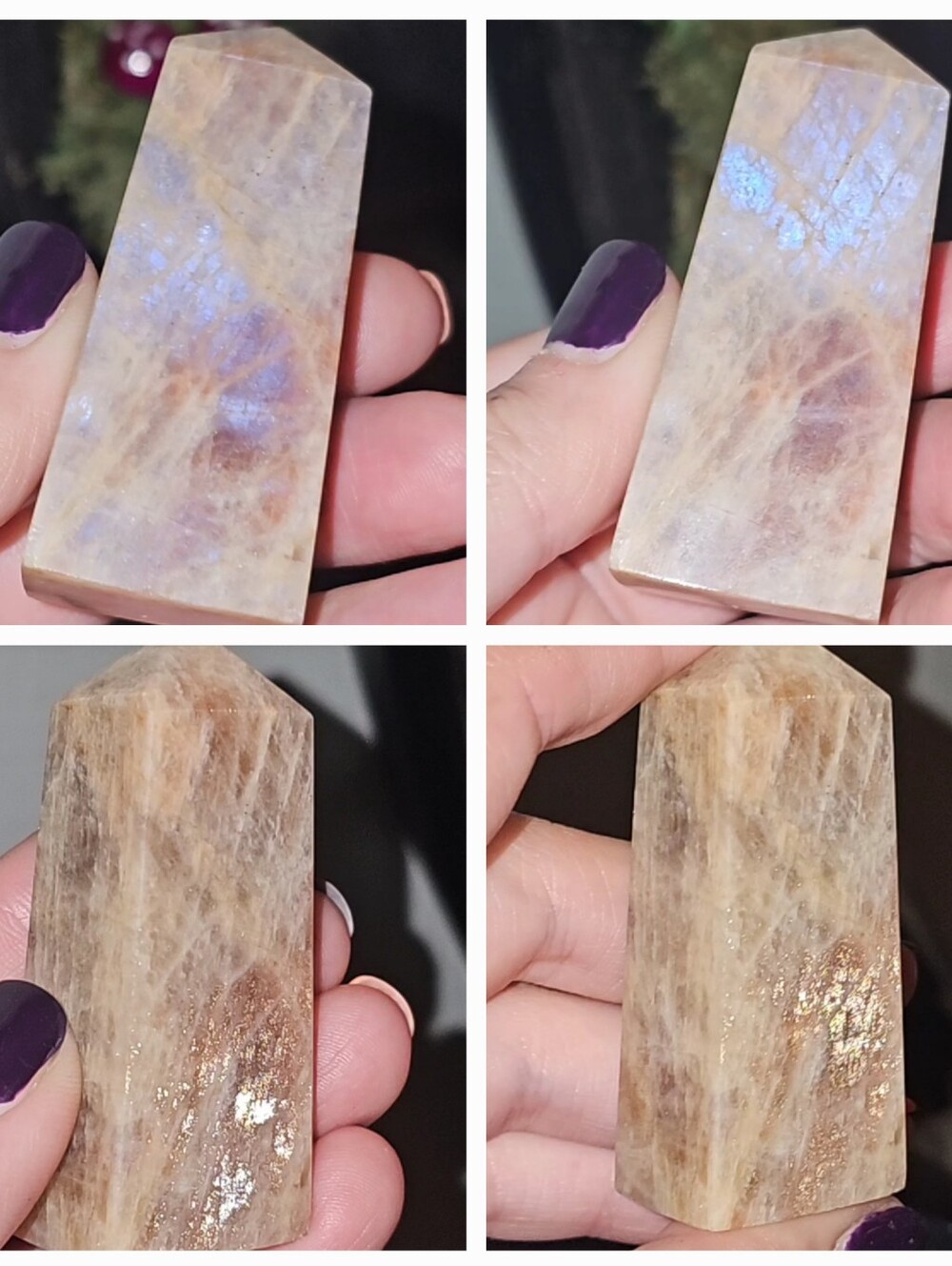 🌙High-Grade Madagascar Sunstone-Moonstone Crystal Tower– INSANE Flash! Orig $74